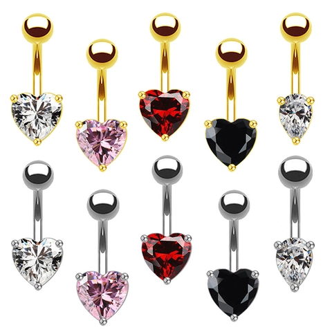 Hartvormige Zirkonia Navelring Minimalistische Koperen Lichaampiercing Sieraden Wenkbrauw Oorkraakbeen Stud
