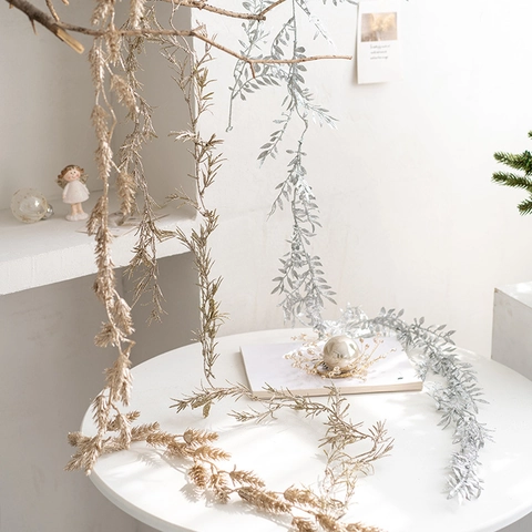 Ghirlanda Di Natale Artificiale Foglie Di Vite In Plastica Scintillanti Per Decorazione Festa Matrimonio Casa