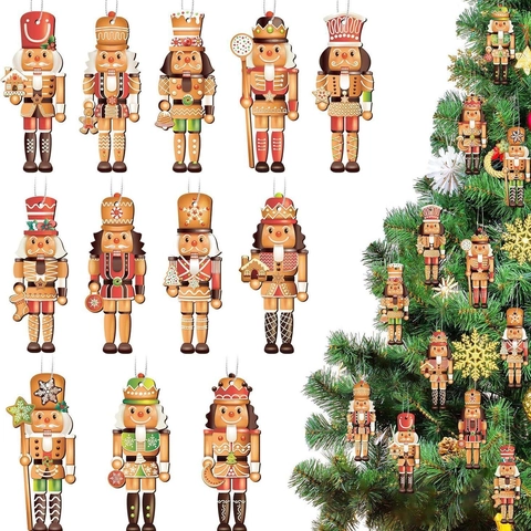 Schiaccianoci Ornamenti In Legno Natale Pan Di Zenzero Caramelle Soldato Figurine Decorazione Albero Appeso Vacanza Festiva Casa