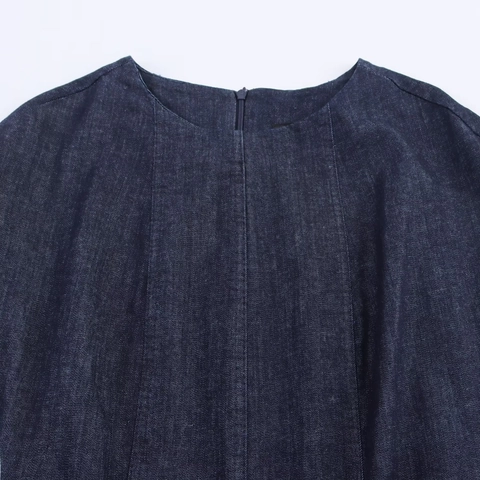 Women Elegant Denim Maxi Dress Sleeveless Round Neck Slim Fit A-Line Long Dress With Belt Vintage Dark Blue Summer Dress