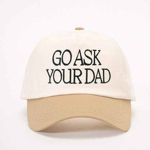 Baseball Cap Embroidered Slogan Go Ask Your Dad Dad Hat Contrast Color Adjustable Cotton Twill Outdoor Sun Shade Hat