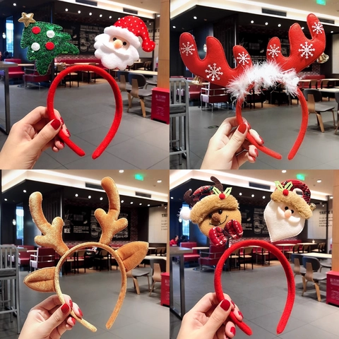 Cerchietto Natalizio Corna Di Renna LED Luminoso Paillettes Peluche Decorazione Festa Carino Cerchietto Per Capelli Bambini Adulti