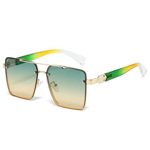 Gafas De Sol Cuadradas Sobredimensionadas Retro Vintage Montura De Metal Protección UV400 Lentes Degradadas Moda