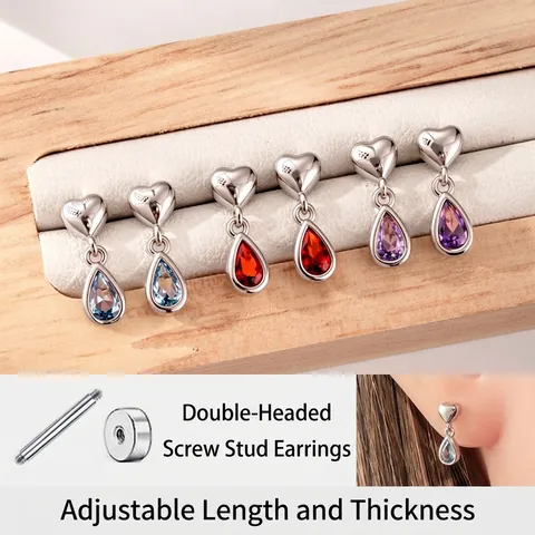 Boucle D'Oreille Cartilage Pendentif Cœur Larme Acier Titane Cuivre Zircon Fermoir À Vis Bijoux De Piercing Mode