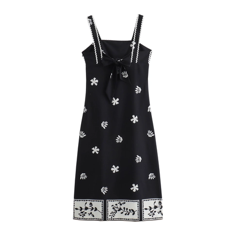 Maxi Jurk Met Bloemenprint Mouwloos Hoge Taille Cami Jurk Met Golvende Kant En Strik Op De Rug Zomervakantie Dames