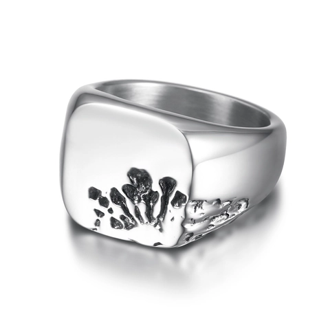 Anillo De Sello Retro Punk Acero Inoxidable 316L Textura De Lava Pulido Minimalista Gótico Joyería Para Hombres Mujeres