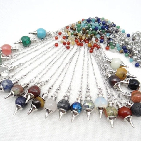 Natural Crystal Ball Pendulum Pendant Necklace With Chakra Stones Healing Gemstone Meditation Jewelry For Women