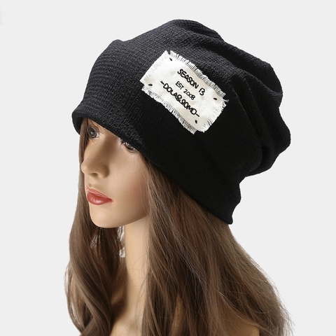 Berretto Beanie In Maglia Patch Con Bordi Sfilacciati Streetwear Casual Skull Cap Per Uomo Donna