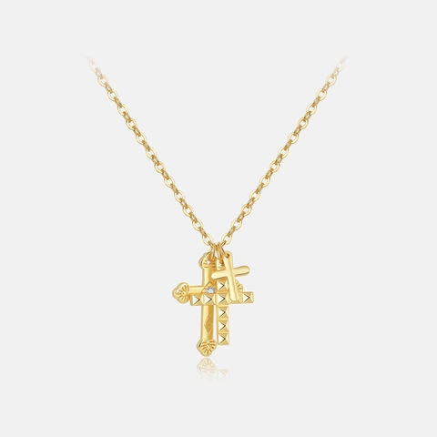 Collar con Colgante de Triple Cruz de Plata de Ley 925 para Mujeres Hombres con Diamantes de Imitación Incrustados Estilo Hip Hop