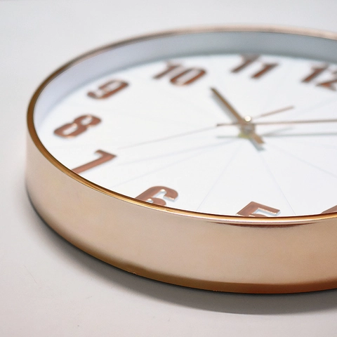 Orologio Da Parete Rotondo Moderno Silenzioso Senza Ticchettio Movimento Quarzo Cornice Plastica Lente Vetro Numeri Relief