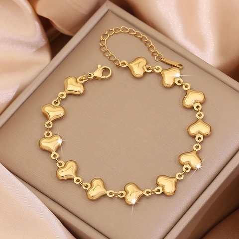 Bracciale In Acciaio Inossidabile Placcato Oro Cuore Fiore Farfalla Stella Croce Conchiglia Per Donna Gioielli Moda Regolabile