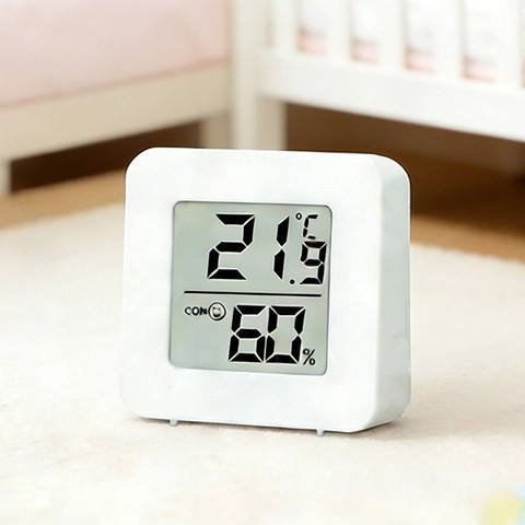 Mini Digitale Thermometer Hygrometer LCD Scherm Binnen Temperatuur Vochtigheid Monitor Voor Babykamer ABS Vierkant Wit