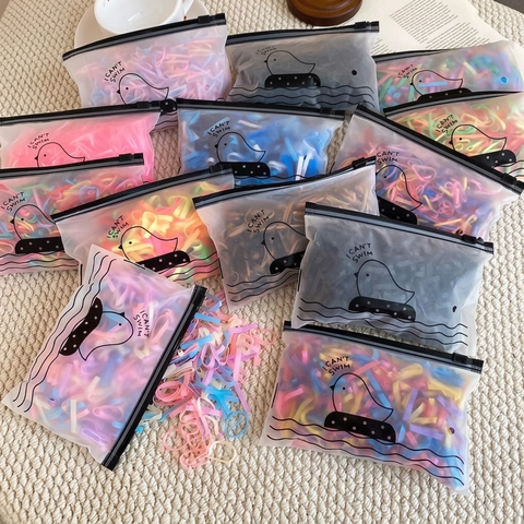 High Elasticity Hair Ties Mini Rubber Bands Colorful Small Durable Ponytail Holders For Women Girls Zipper Storage Bag