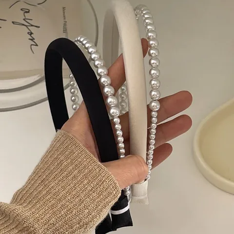 Elegantes Satin Stirnband Mit Kunstperlen Für Damen Lagenlook Haarreif Accessoire Handgefertigter Vintage Stil