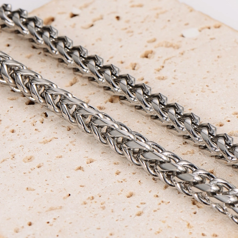 Stainless Steel Dragon Bone Chain Necklace Cross Woven Simple Fashion Hip Hop Jewelry For Men Women Silver Color