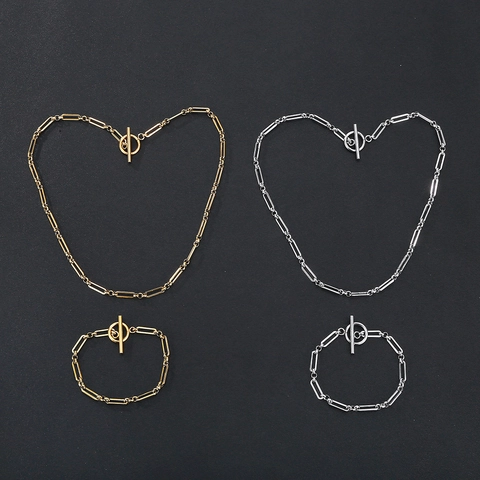 Minimalistische Edelstahl Büroklammer Kette Halskette Und Armband Mit Knebelverschluss Wasserdichte Mode Für Damen Und Herren