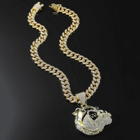 Hip Hop Bulldog Hanger Ketting Legering Strass Cubaanse Ketting Punk Stijl Sieraden Voor Mannen
