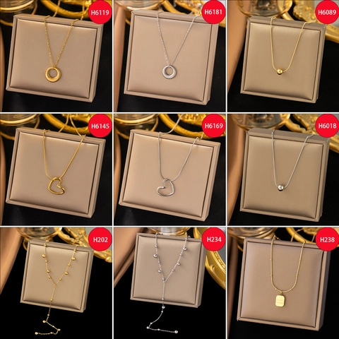 Titanium Steel Necklace Heart Water Drop Artificial Pearl Pendant Minimalist Style Fashionable Jewelry For Women Gold Silver Tone