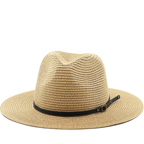 Sombrero Panama Fedora Clásico Paja De Papel Ala Ancha Transpirable Protección Solar Playa Verano Con Cinturón Cuero