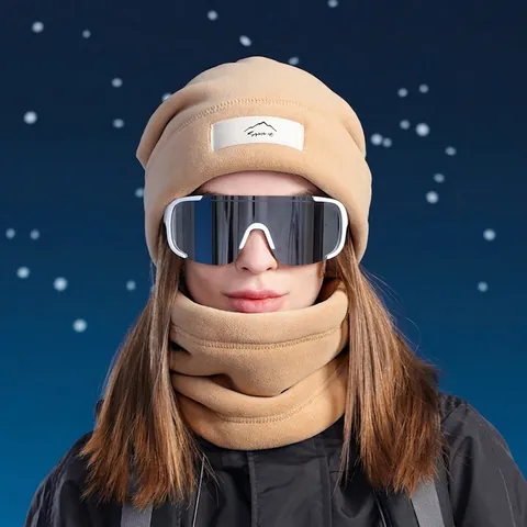 Winter Fleece Beanie Hat And Neck Warmer Ear Protection Windproof Outdoor Skiing Cycling Sporty Plush Lined For Men Women