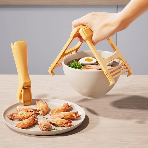 Pinza Antiquemaduras Cuenco Acero Inoxidable Silicona Resistente Al Calor Antideslizante Cocina Caliente Plato Soporte Herramienta
