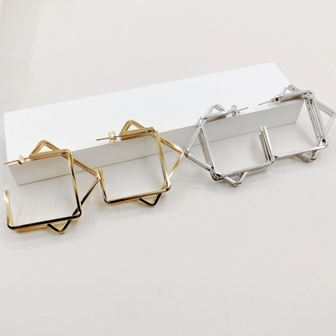 Eleganti Orecchini a Bottone in Acciaio Inossidabile Quadrati Irregolari da Donna Design Geometrico a Strati Oro Argento Gioielli di Moda Regalo