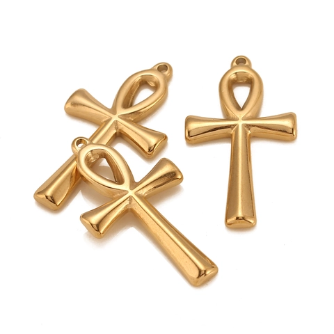 Ciondolo Croce Ankh in Acciaio Inossidabile Ciondolo Chiave Della Vita Antico Egitto per Accessori Creazione Gioielli Fai Da Te Donna Uomo