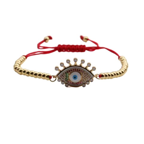 Evil Eye Bracelet Copper Gold Plated Adjustable Red Black String Turkish Bohemian Protection Jewelry For Women