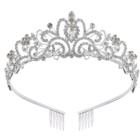 Elegant Bridal Rhinestone Tiara Alloy Crystal Wedding Hair Accessories With Side Combs Vintage Baroque Style For Women