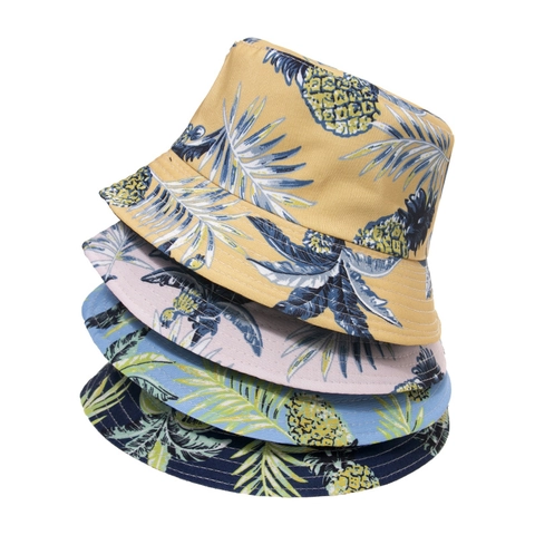 Vissershoed Met Tropische Ananas Print Polyester Zonbescherming Zomer Strand Buiten Casual Reis Pet