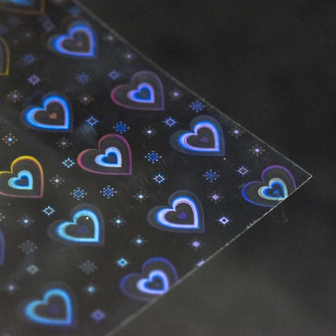 Heart Holographic Laser Stickers Cute Aurora Dynamic 3D Love Nail Art Decals DIY Scrapbooking Material Laser Mirror Finish Decoration