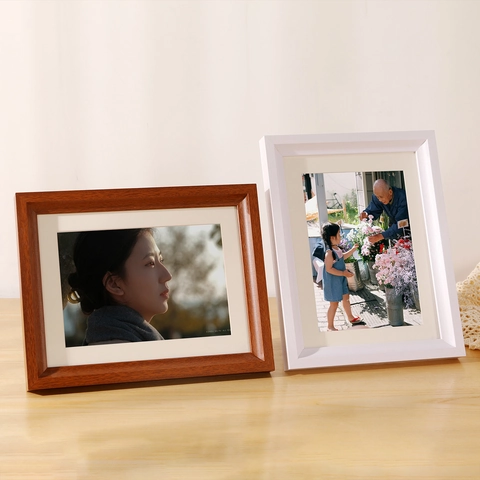 Minimalist Wood Grain Photo Frame Desktop Display Wall Hanging Picture Frame Modern Home Decor Rectangular