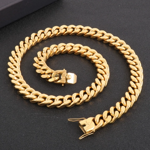 Bracciale Collana A Catena Cubana Acciaio Inossidabile Hip Hop Streetwear Gioielli Lucidati Per Uomo