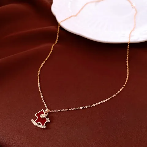 Rocking Horse Necklace And Earrings Copper With 18K Gold Plating Red Enamel And Silver Earring Post Vintage For Women