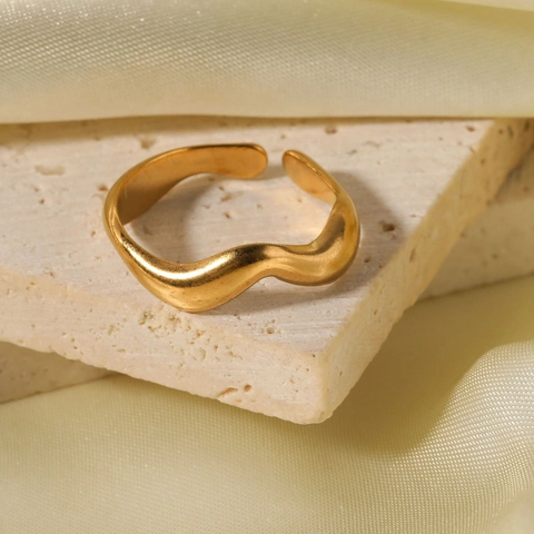 Golf Irreguliere Open Ring 18K Verguld Roestvrij Staal Minimalistische Verstelbare Band Sieraden Voor Dames
