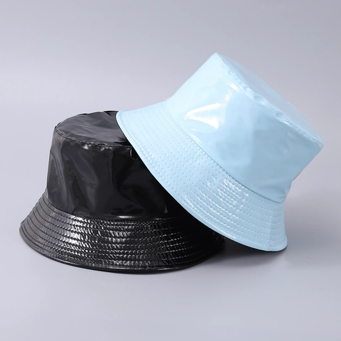 Sombrero De Pescador De Cuero PU Brillante Para Mujer Charol Impermeable Cortavientos Moda Protección Solar Exterior Estilo Y2K