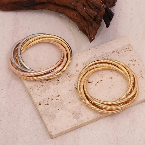 Multi Layer Bangle Bracelet Metal Snake Bone Chain Elastic Spring Tubogas Design Minimalist Jewelry For Women