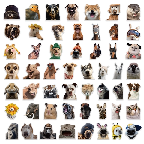 50 Piezas Pegatinas de Animales Feos y Divertidos PET Impermeable DIY Calcomanías para Portátil Maleta Pegatinas Decorativas