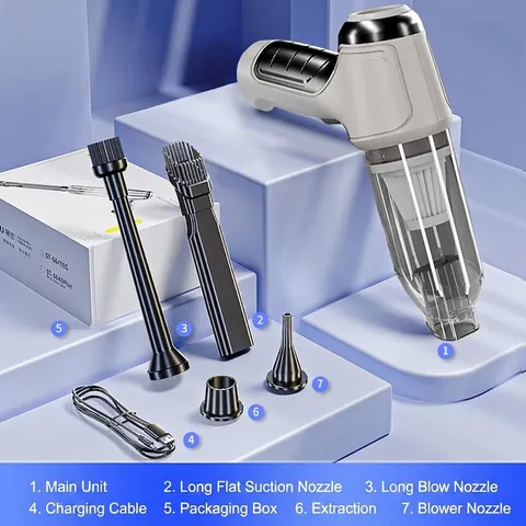 Aspirapolvere Portatile Senza Fili Motore Brushless Ricaricabile USB Alta Potenza Multifunzionale Auto Casa Ufficio ABS