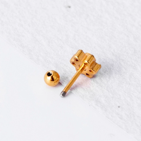 Pendiente Piercing Cartílago Flor Acero Inoxidable Zircón Colorido Cierre Bola De Tornillo Tragus Helix Joyería