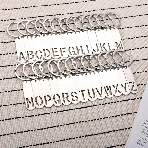 Edelstahl Alphabet Schlüsselanhänger Hohlbuchstabe Langer Anhänger Tasche Anhänger Schmuck Geschenk Für Studenten
