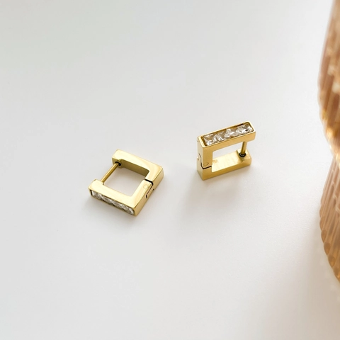 Geometrische Creolen Ohrringe Vergoldeter Edelstahl Rundperlen Scheibe Quadrat Zirkonia Retro Schmuck Damen