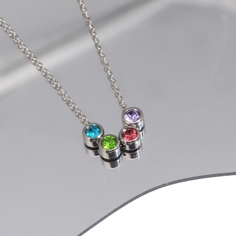 Rainbow Cubic Zirconia Necklace For Women Brass White Gold Plated Round Geometric Pendant Adjustable Simple Jewelry