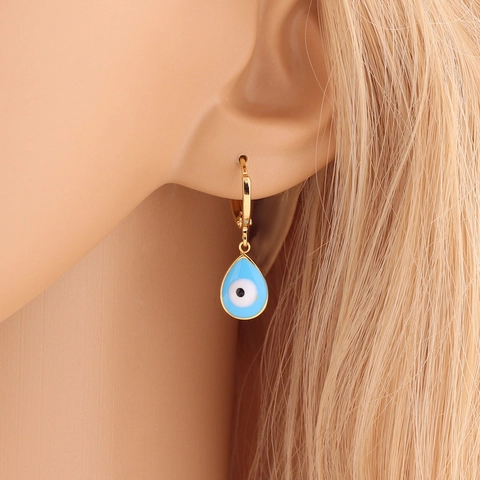 Evil Eye Druppeloorbellen Koper Verguld Kleurrijk Hars Emaille Ronde Hangende Sieraden Voor Vrouwen Boho INS Stijl