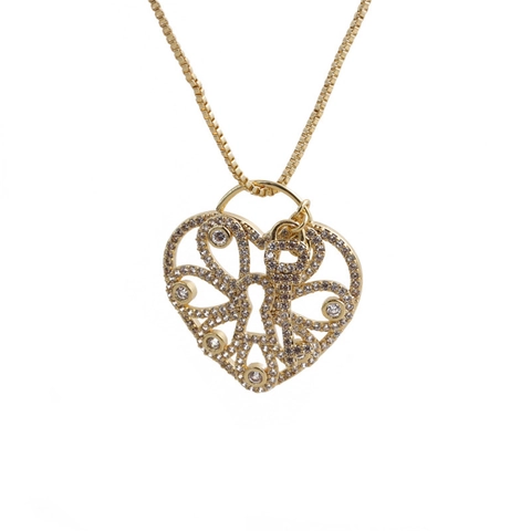 Heart Pendant Necklace Copper Gold Plated With Zircon Elegant Romantic Fashion Jewelry For Women Gift