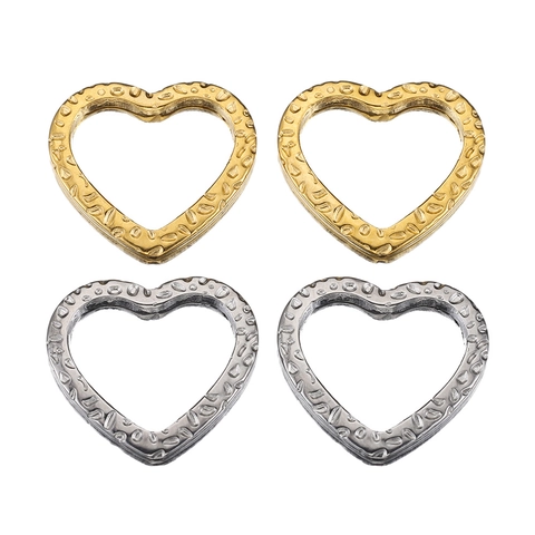 Dijes De Corazón Hueco Textura Martillada Acero Inoxidable Chapado En Oro 18K Para Bisutería DIY Accesorios