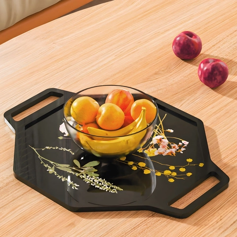 DIY Silicone Resin Tray Mold With Handles Octagonal Round Shape Serving Plate Casting Tool For Home Desktop Jewelry Storage