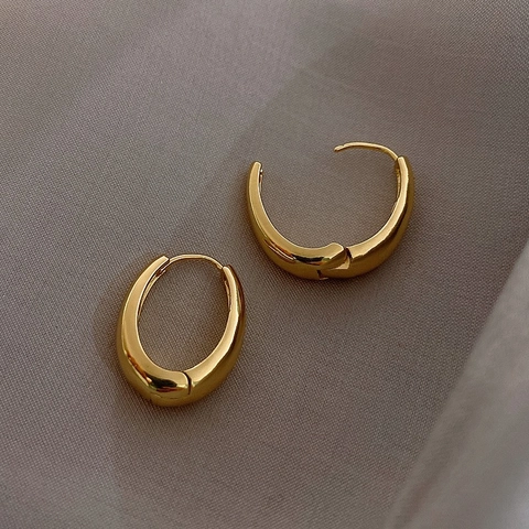 Minimalist Puffy Teardrop Hoop Earrings Stainless Steel U Shaped High Polish Buckle Jewelry For Women