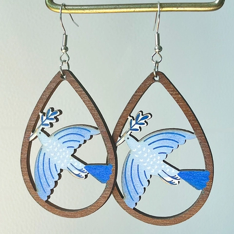 Orecchini In Legno Hanukkah Forma Goccia Con Ganci In Metallo Menorah Stella Di David Colomba Gioielli Religiosi Per Donna
