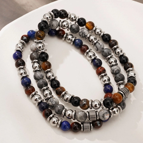 Men's Hot Sale Tiger Eye Agate Map Natural Stone Bracelet Accessories 7mm Men's Bracelet